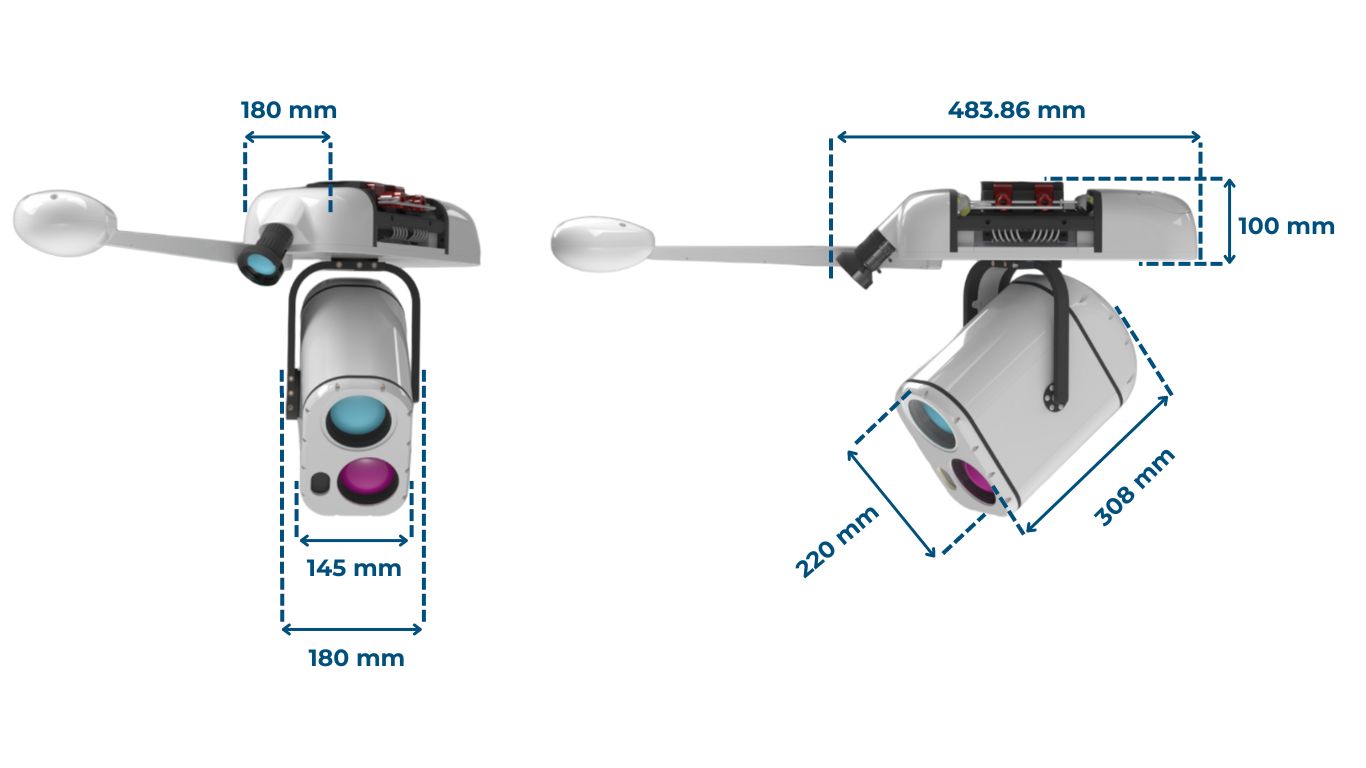 HELIUX FOCUS is an AI-powered gimbaled system for aerial data collection, utilizing top-tier EO and thermal sensors.